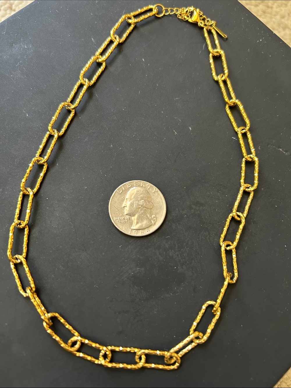 Gold-Tone Textured Paperclip Chain Necklace